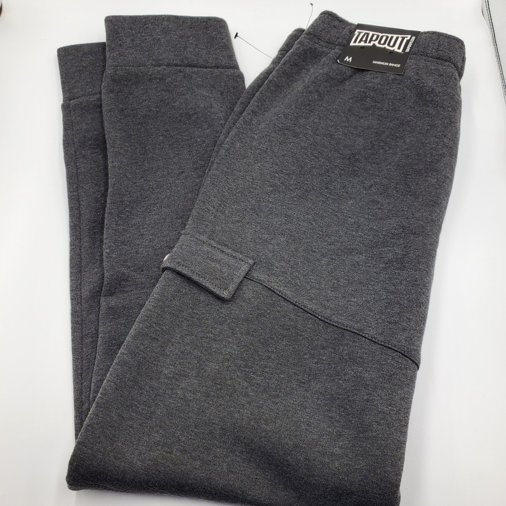 Tapout Mens Maximum Range Jogger Sweatpants Charcoal Gray Cargo Pocket M NEW